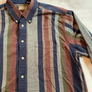 Multicolored Vertical Stripes Men’s Button Down L